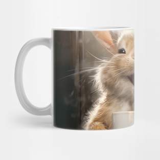 laughing rabbit with a cup of coffee Mug